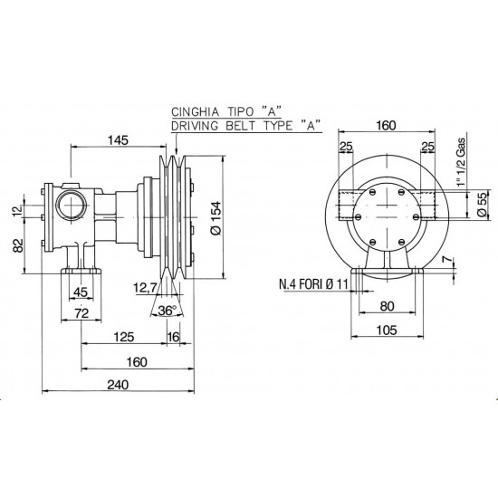 Deck Wash Pump with Electro Magnetic Clutch 1 1/2" BSP